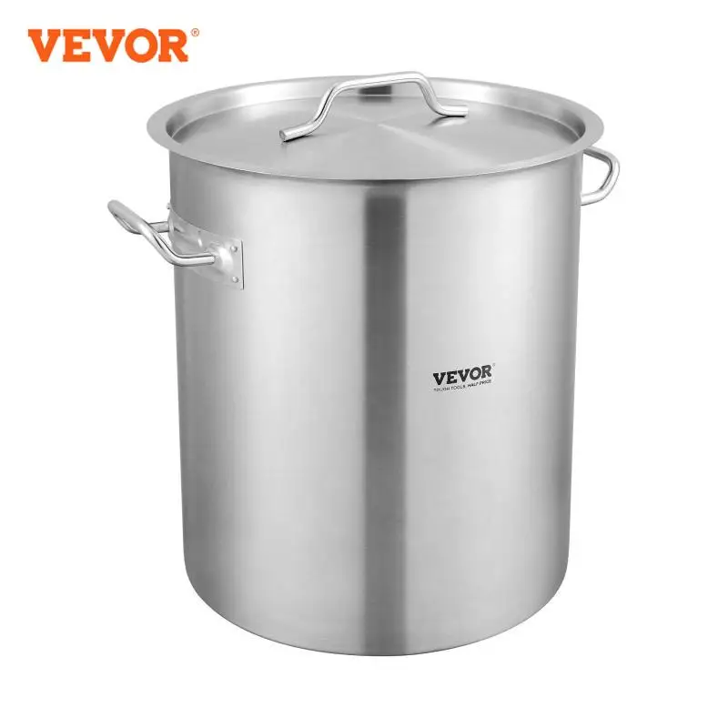 VEVOR-Panelas de Aço Inoxidável com Tampa do Filtro, Panela Grande, Panela, Panela De Molho, Cozinha Comercial, 42 Quart