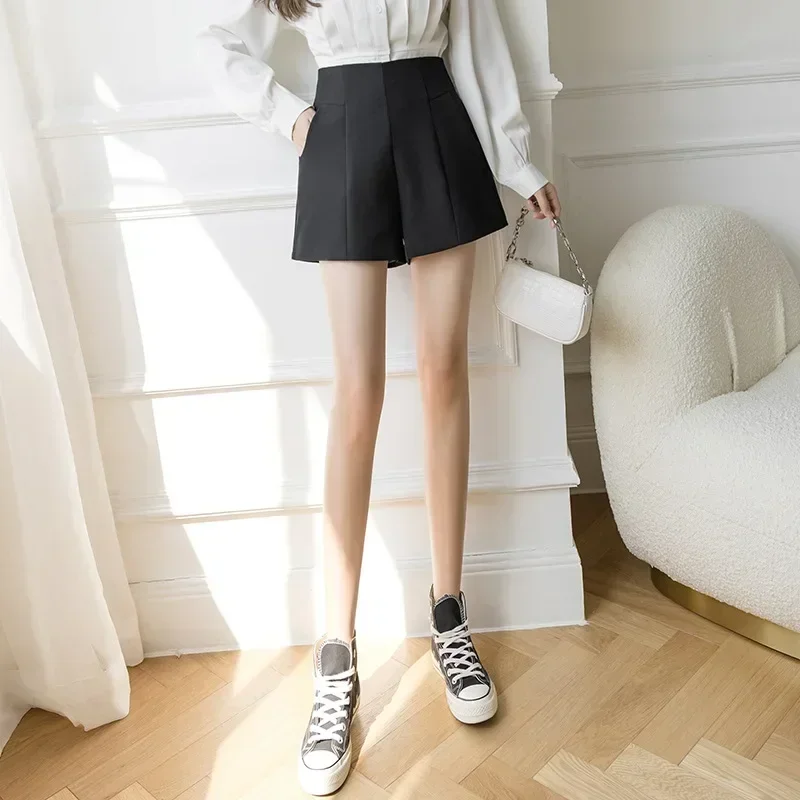 المرأة عارضة عالية الخصر سراويل فضفاضة بدلة ، سيدة مكتب أبلى ، الساق واسعة ، على خط واحد ، السراويل الأساسية ، الصيف ، أسود #5