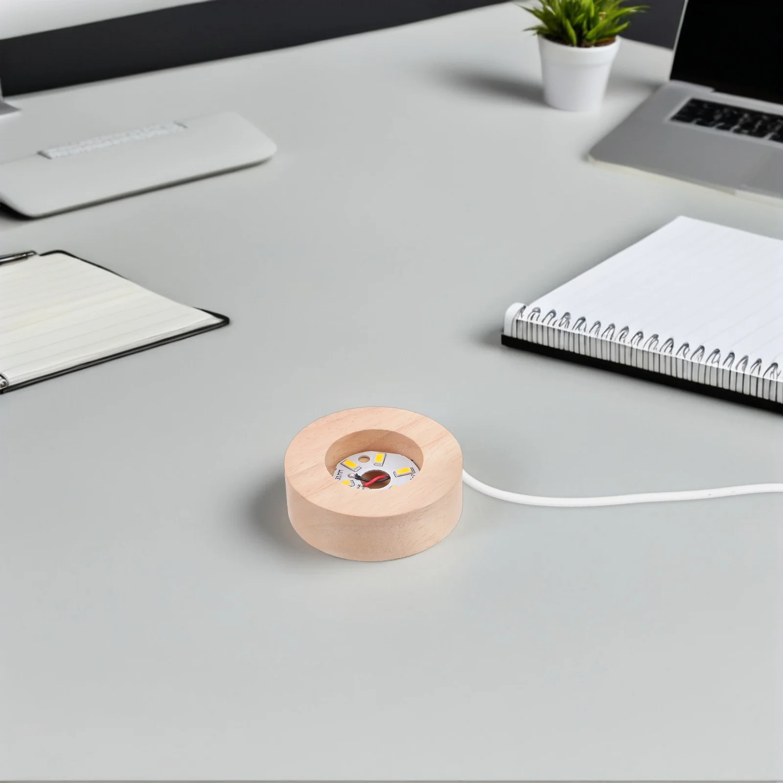 Night Light Base Wooden Crystal Balls Holder Round Lighted Display Rack for Glass Art LED Base Table Lamp Wood Craft Pedestal #3