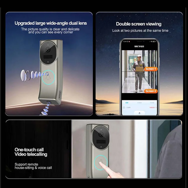 Saikiot iCam365 2K 4MP Dual Lens Video Doorbell Camera Wireless Intercom Door Phone WIFI Dual Lens Two Way Audio Video Doorbell