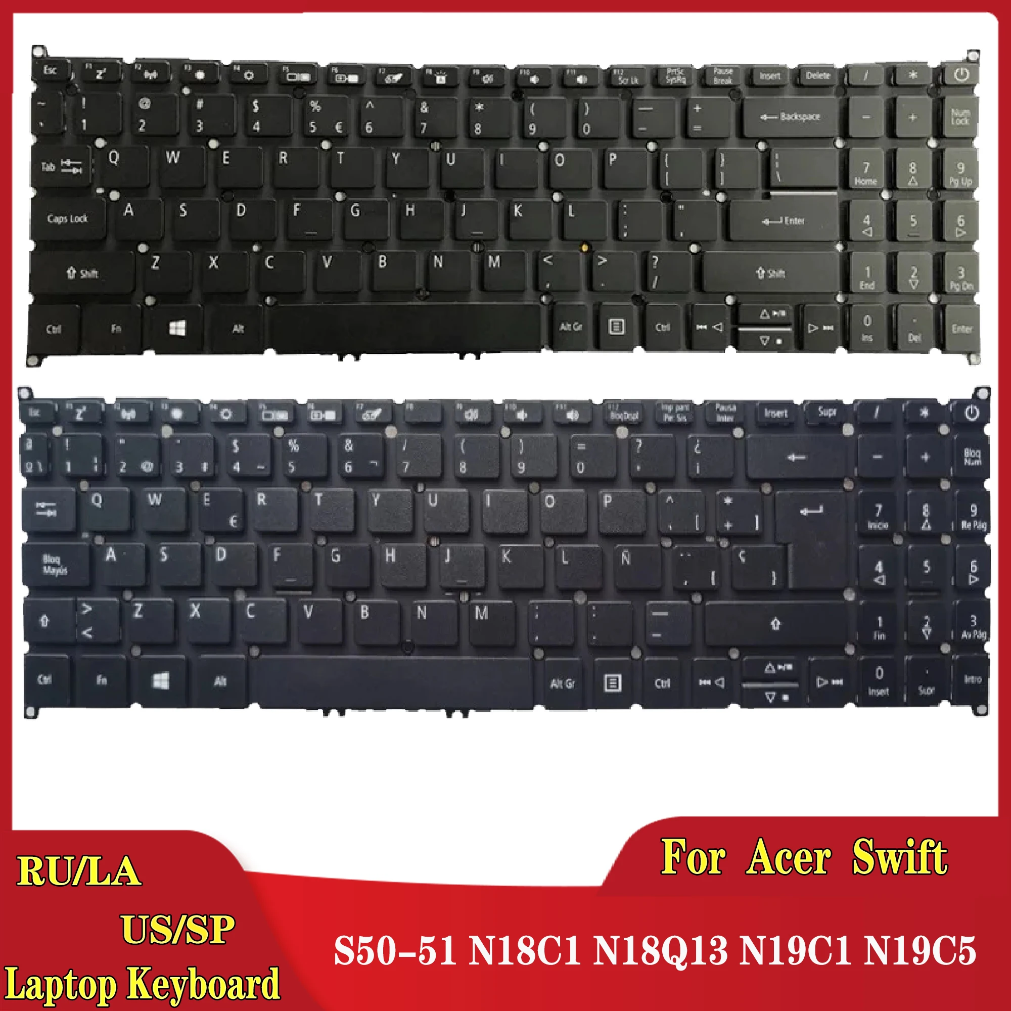 NEW Russian RU/US/Spanish SP/LA Latin Laptop Keyboard FOR Acer Swift S50-51 N18C1 N18Q13 N19C1 N19C5