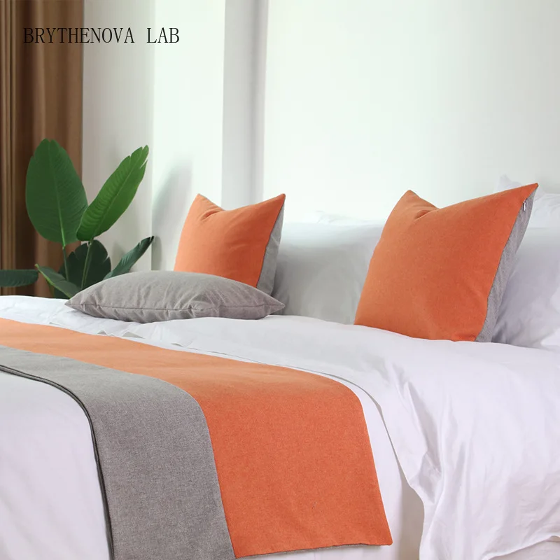 Modern Hotel Bed Flag Bed Runner Luxury Homestay Linen Cotton Tail Towel Wedding Room Tail Pillowcase