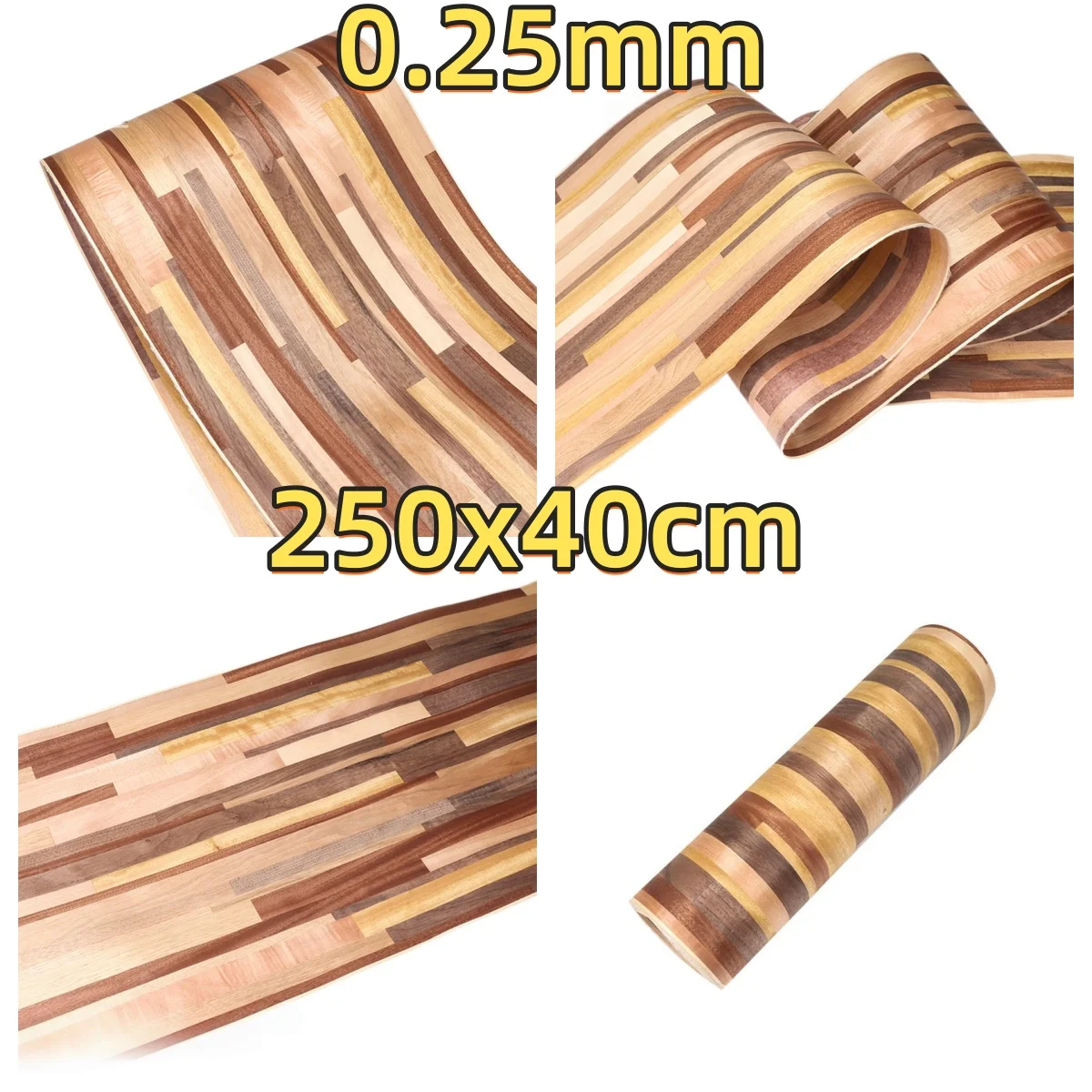 Artistic Parquet Veneer, 0.25mm, 250x40cm, For Reviving Old Furniture & Hotel Furniture.(Backing Non-woven Fabric)