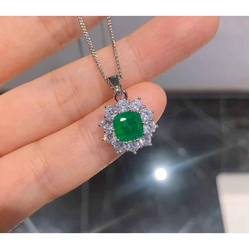 Jewelry Gemstone Necklace for Women, Emerald Pendant, Emerald Ring, Three-Piece Jewelry Set