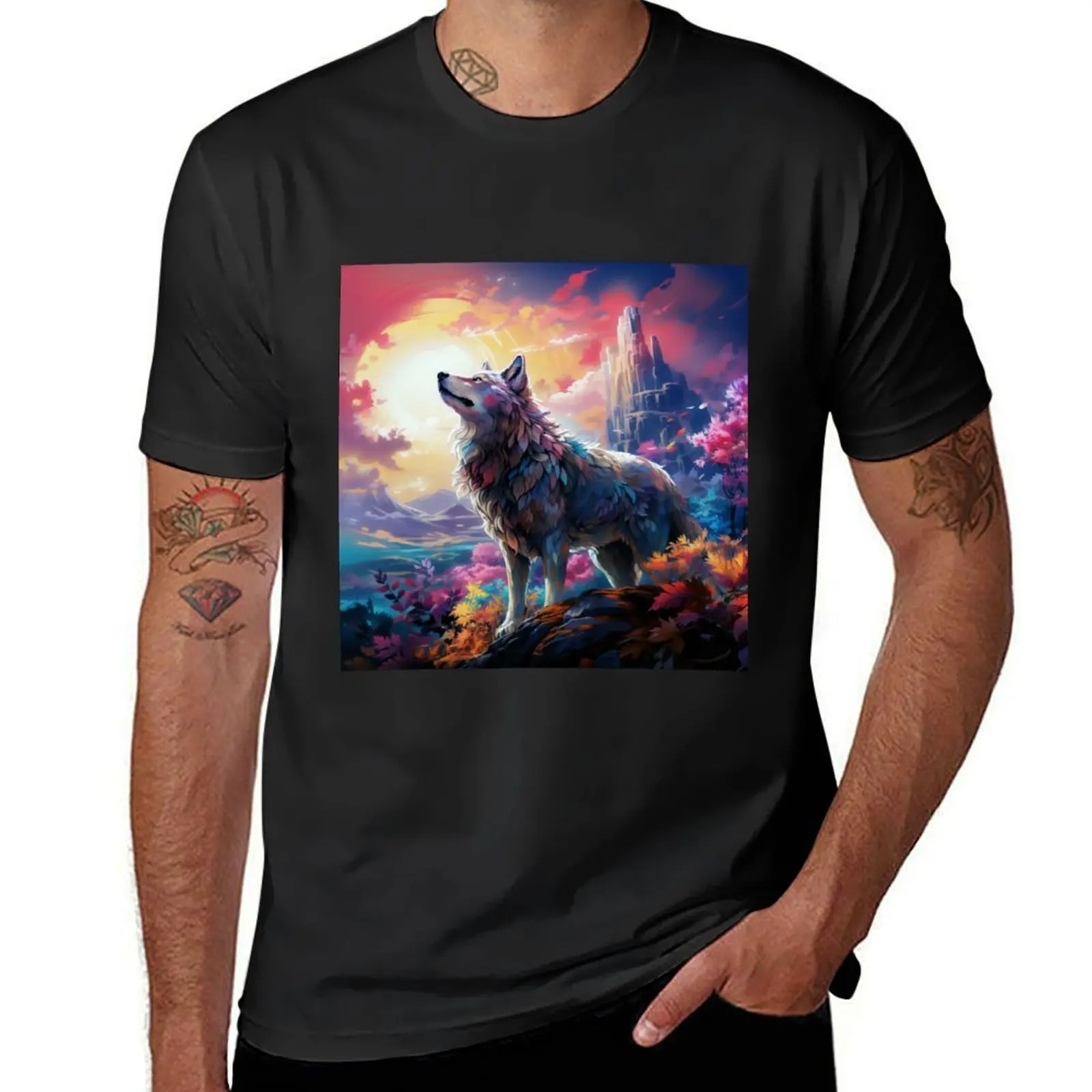 

Wolf T-Shirt Short sleeve tee oversized shirts graphic tees mens graphic t-shirts hip hop