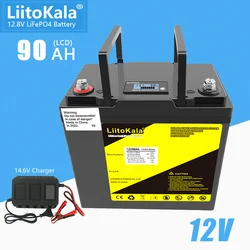 LiitoKala 12.8V 90Ah Lifepo4 Battery Pack Lithium Iron Phosphate Deep Cycle Batteries for boat motor inverter EU US Tax Fre