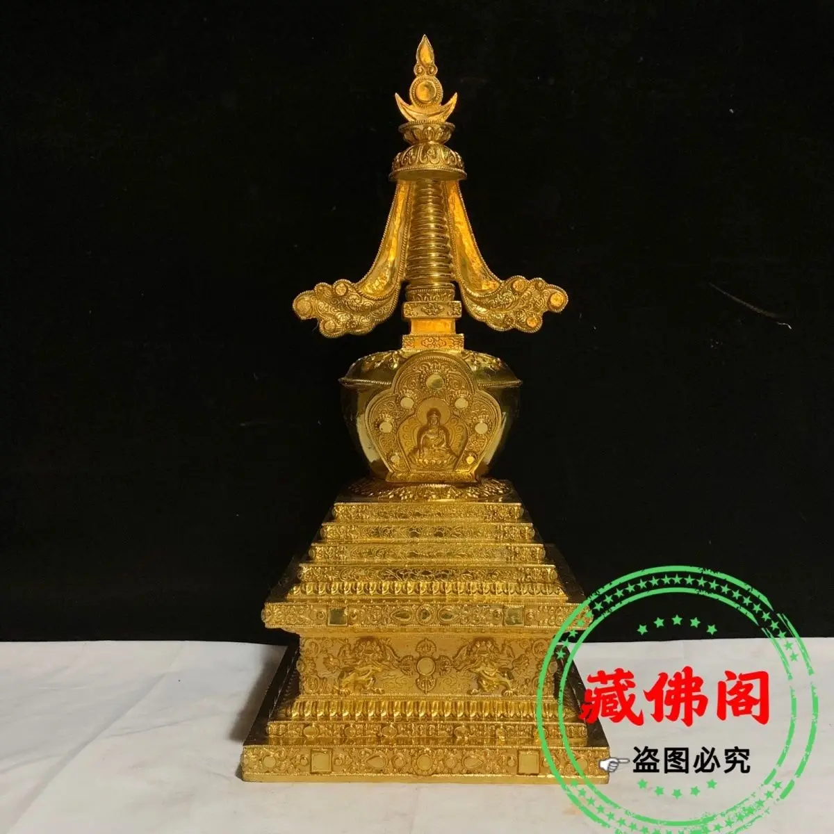 

47 cm square pagoda pure copper Seiko Tibetan relics pagoda home ornaments original whole body household carving magic instrumen