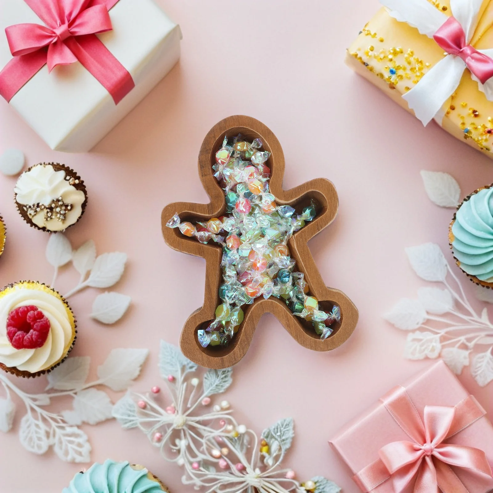 

Gingerbread Man Wooden Bowl Christmas Decorations Shaped Plates Holiday Pallets