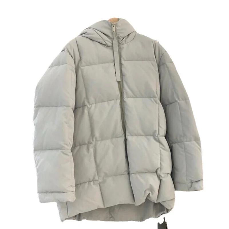 Schinteon المرأة الأبيض بطة أسفل سترة مع غطاء محرك السيارة بسيط الكورية نمط الخريف الشتاء أبلى عارضة فضفاض أكثر من حجم معطف سميك جديد