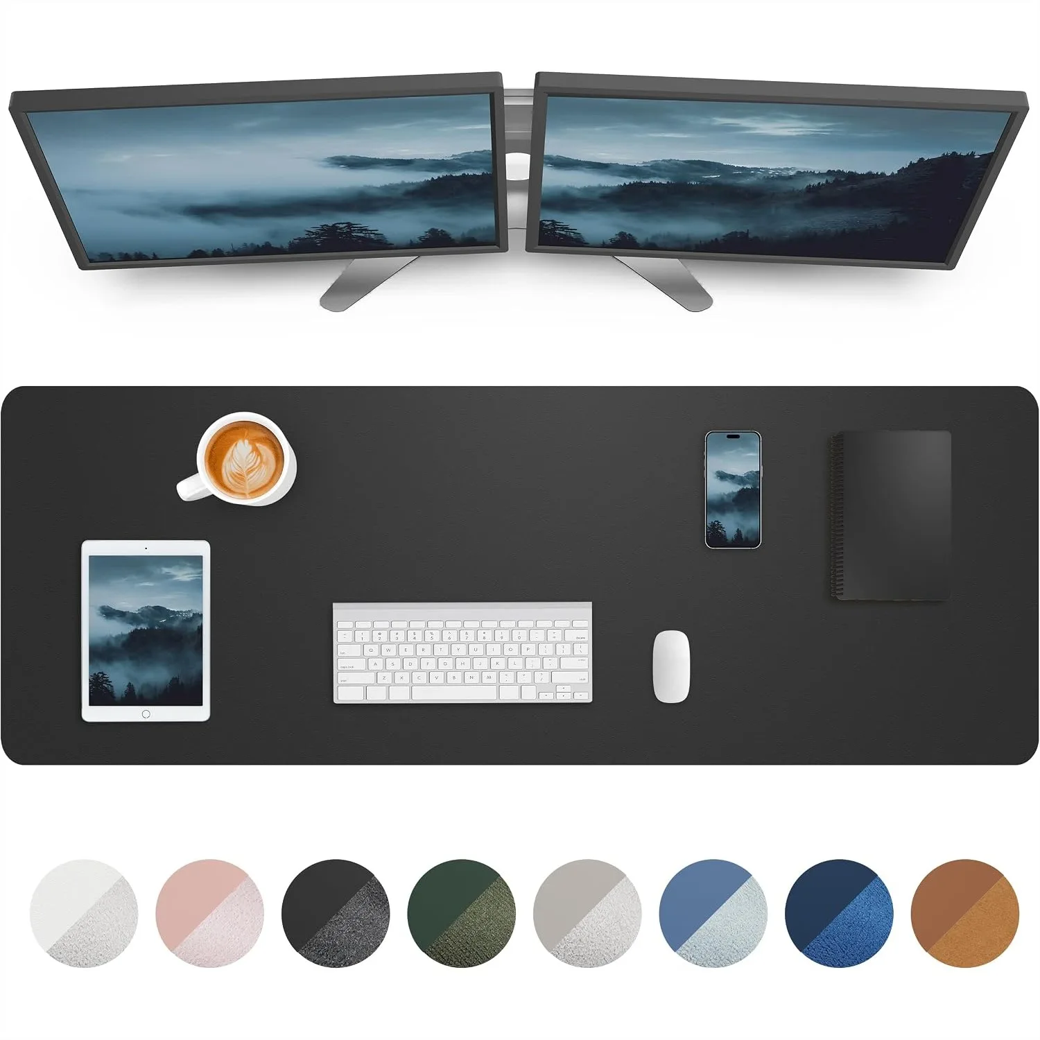Large Desk Mat 55x17 inch Leather Desk Pad Protector, Non-Slip PU Leather Desk Blotter for Office Home Decor, Waterproof Mouse