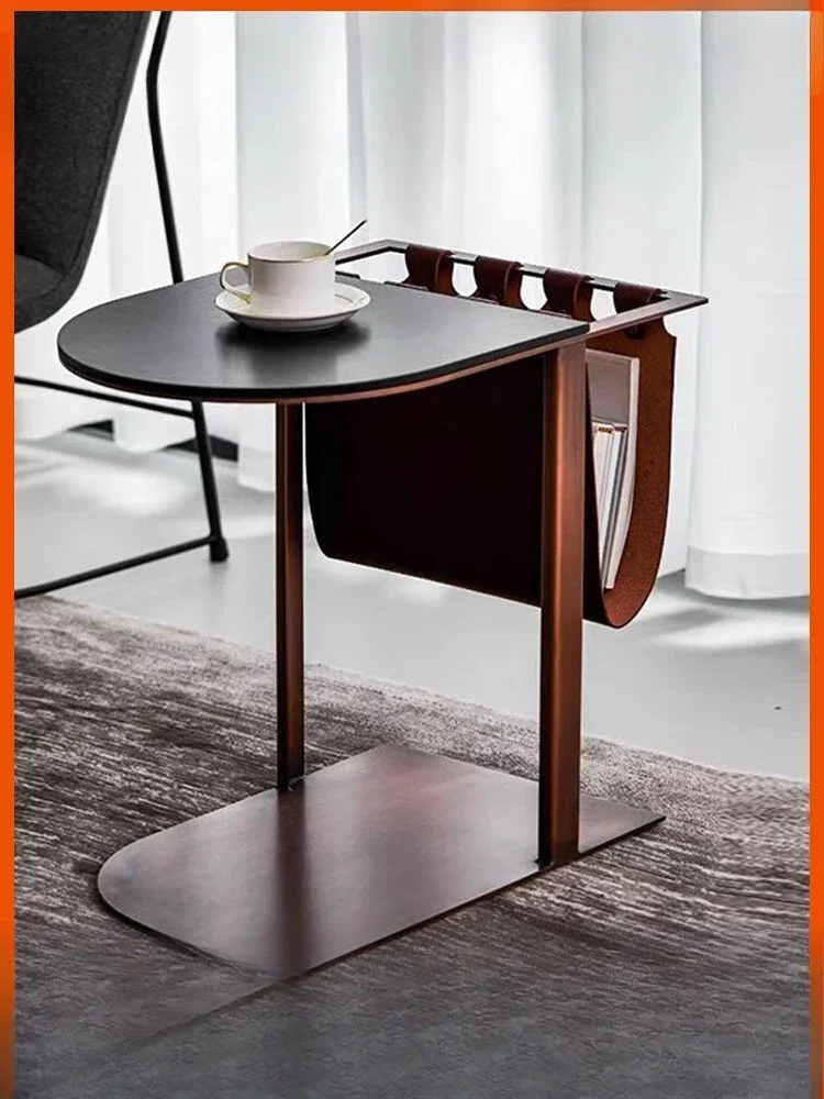 retro sofa side table, living room home bedside c-type mini coffee table, balcony storage table, light luxury and high-end sense