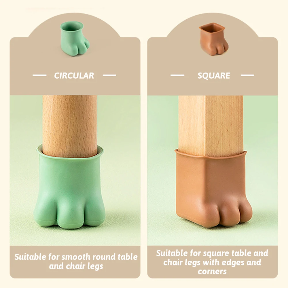 Table And Chair Foot Cover Flexible Silicone Shockproof Stool Leg Chair Pad Furniture Guard Cute Paw Stool Leg Mat Lbshipping