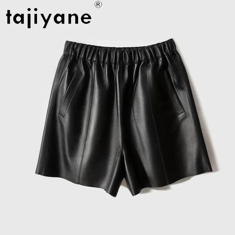 TAJIYANE Spring Summer Women's Leather Shorts Soft Geunine Sheepskin Woman Pants High Waist Elastic Shorts for Women Clothes 반바지