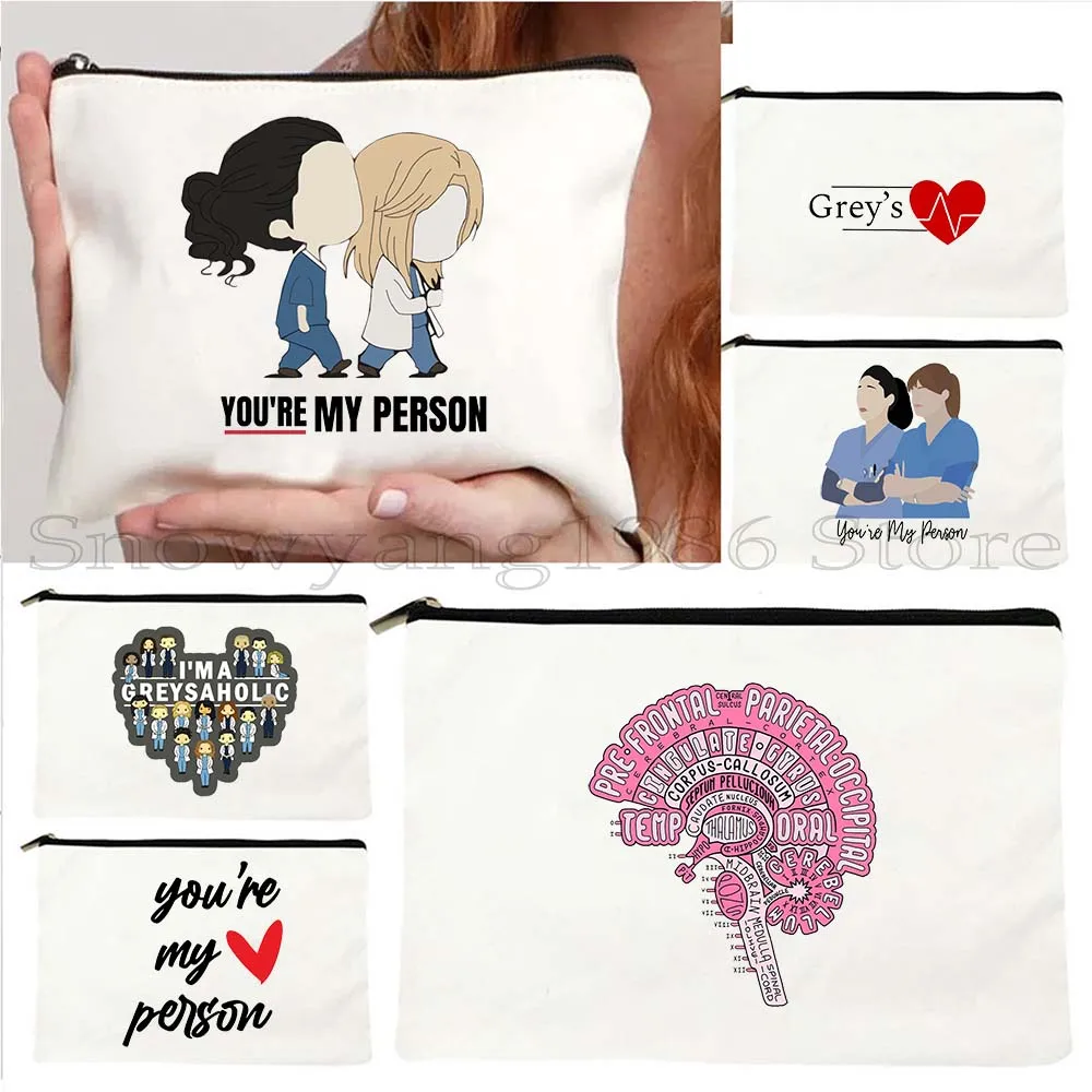 

Live Like Greys Anatomy You're My Person Brain Diagram Doctor Fan Gift Cosmetic Makeup Lipstick Bag Storage Pouch Pencil Case