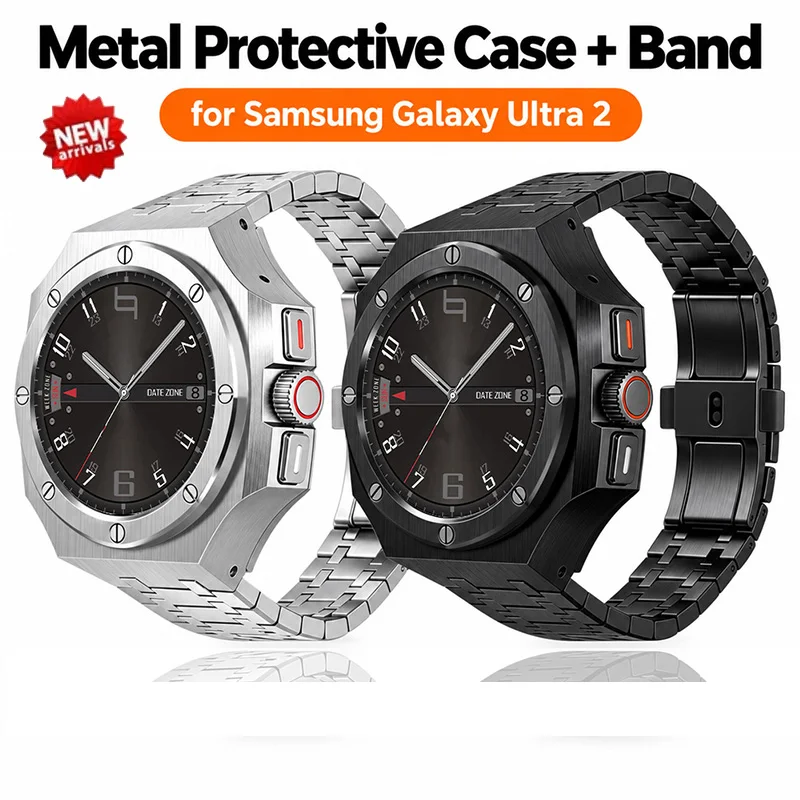 Modification Kit For Samsung Galaxy Watch Ultra 2 47mm Stainless Steel Band With Protective Case for GALAXY Ultra 2026 Men Women