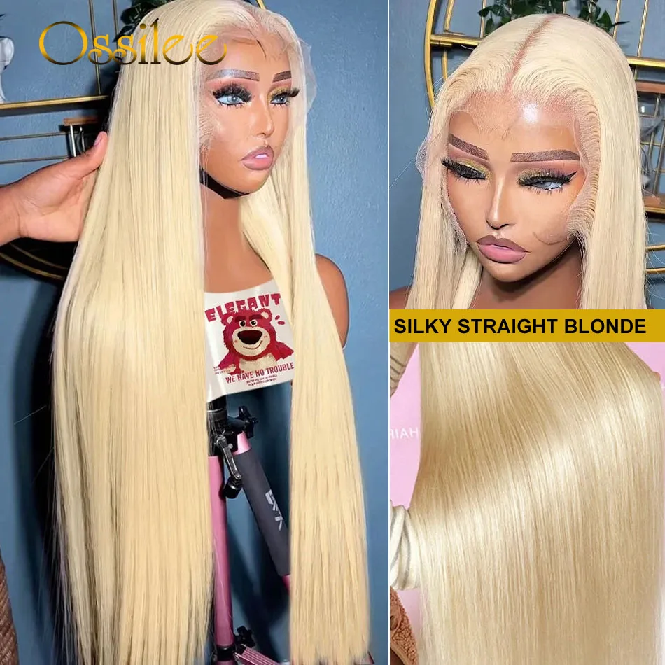 613 Blonde Kant Frontale Pruik Remy Braziliaanse Steil Haar Blonde Pruik Menselijk Haar Transparante Lace Front Pruiken Pre Geplukt ossilee