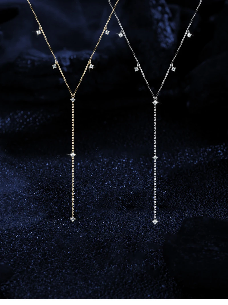

Full D Color Moissanite Necklaces for Women Tassel Pendant 925 Silver Y Lariat Necklace Plated White Gold Fine Jewelry Wholesale