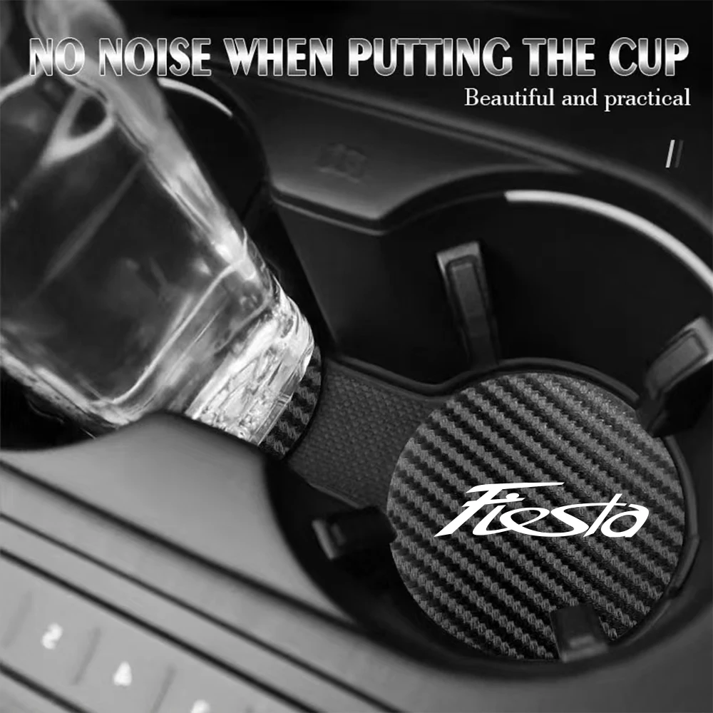 2Pcs Car Water Coaster Anti-slip Pad 7CM For Ford Fiesta mk7 mk5 mk8 mk4 mk6 1995-2011 2012 2013-2023 Auto Interior Accessories