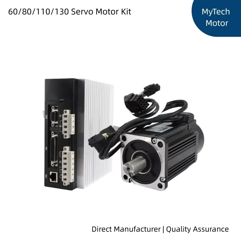 40-130 Frame Size 400W 750W AC Servo Motor Kit with Driver Precision 3000rpm 220V Stepless Speed Control Integrated Set for