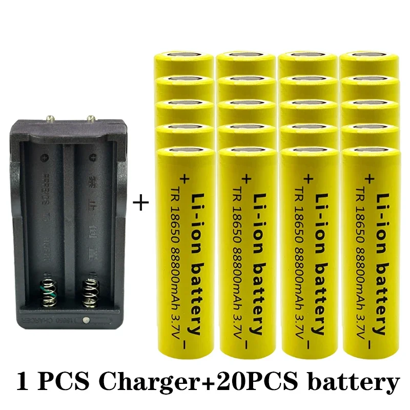 100% Original 18650 88800mAh 3.7V lithium-ion rechargeable battery+charger, suitable for toys/flashlights/computers/razors, etc