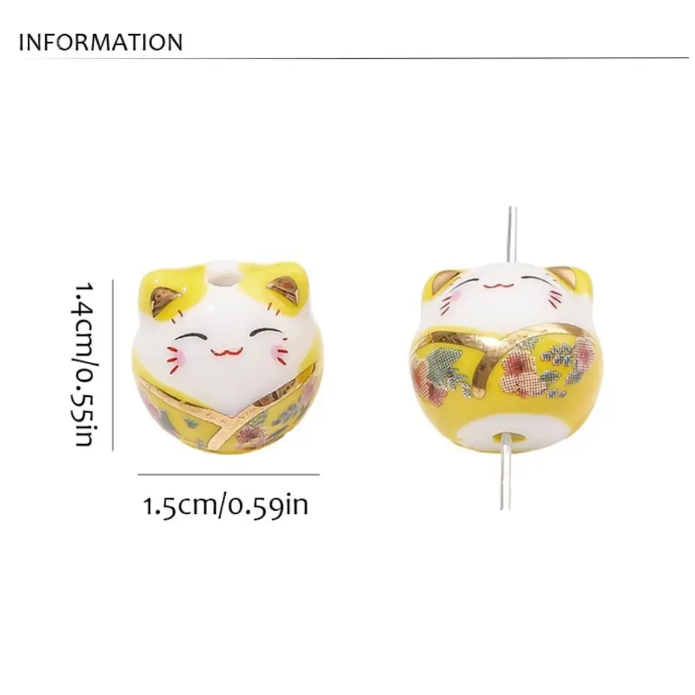 Kitty Plutus Cat Beads Makeing Bracelet Cat DIY Jewelry Accessory Ceramic Japanese Fortune Cat Loose Spacer Beads Jewelry Making