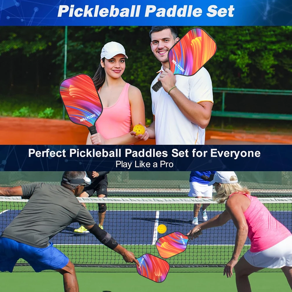 

Pickleball Paddles Set USAPA Compliant Fiberglass Surface Enhanced Power with Pickleball Bag Best Gift for Beginners