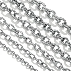 1M Steel Colour Cross O Chain High Quality Stainless Steel DIYNecklace Bracelet Bag Chain Accessories Making Supplies Width3-8MM