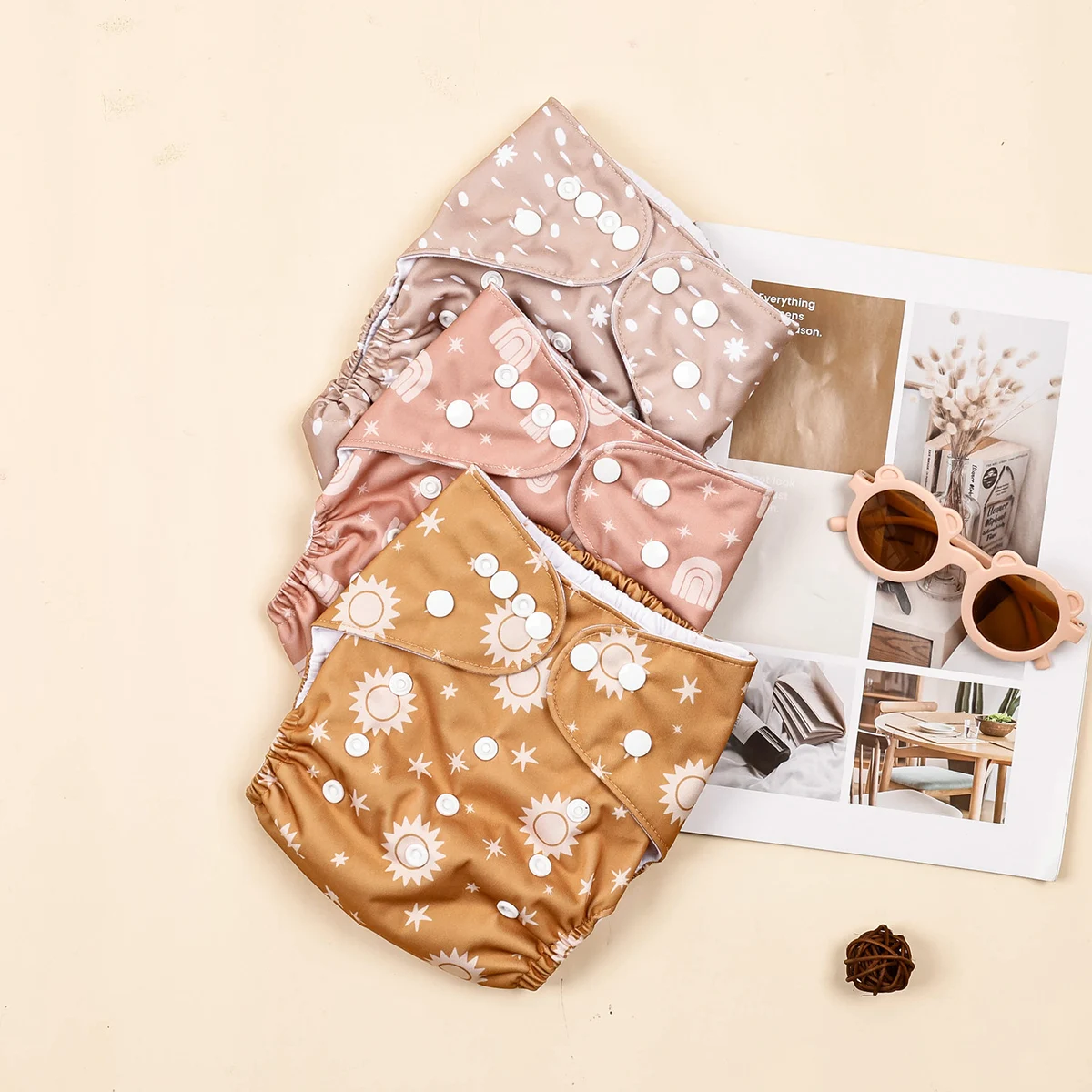 HappyFlute New Full Print Ecological Suede Inner Baby Pocket Diaper Washable&Reusable Cloth Baby Nappy Fit 3-15kg Baby