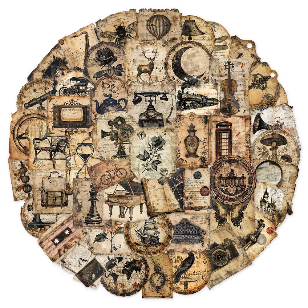 50 STKS Vintage Etiketten Vintage Items Minimalistische Stijl Stickers DIY Telefoon Gevallen Laptops Waterflessen Handrekeningen PET Stickers