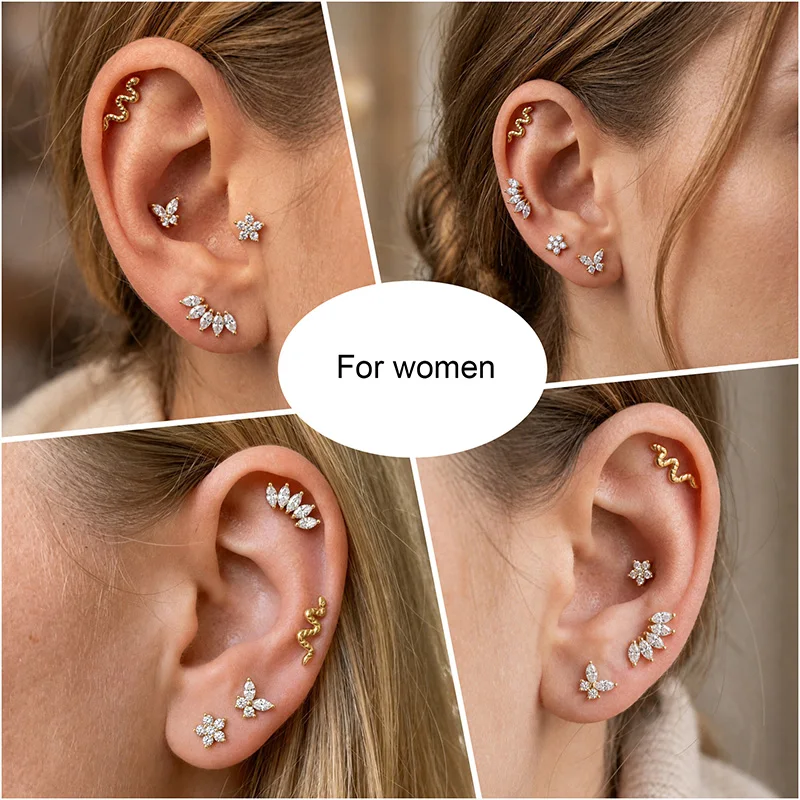 EVISPOL 18G 316L Surgical Stainless Steel Put In Lip Stud Earrings for Women Men Hypoallergenic Cartilage Tragus Helix Piercings
