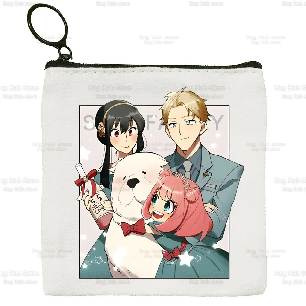 Spy X Family Cute Mini Coin Purse Canvas Anime Kawaii Anya Forger Student Wallet Coin Case SPYFAMILY Zipper Hand Female Key Case