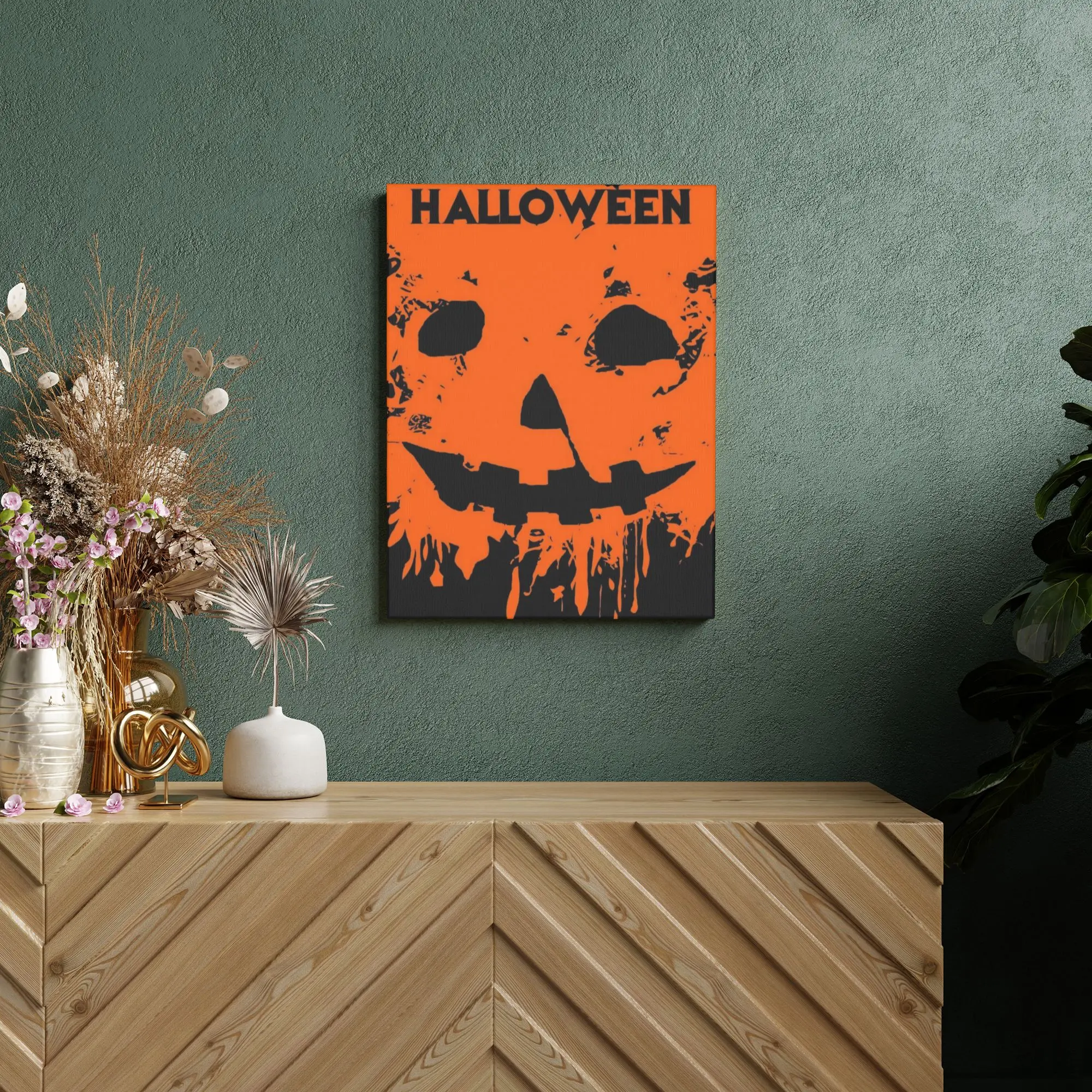 Modern Wall Art Canvas Print Unframed Custom Canvas Painting Office Home Decor Happy Halloween Wall Hanging Artwork  30x40cm,