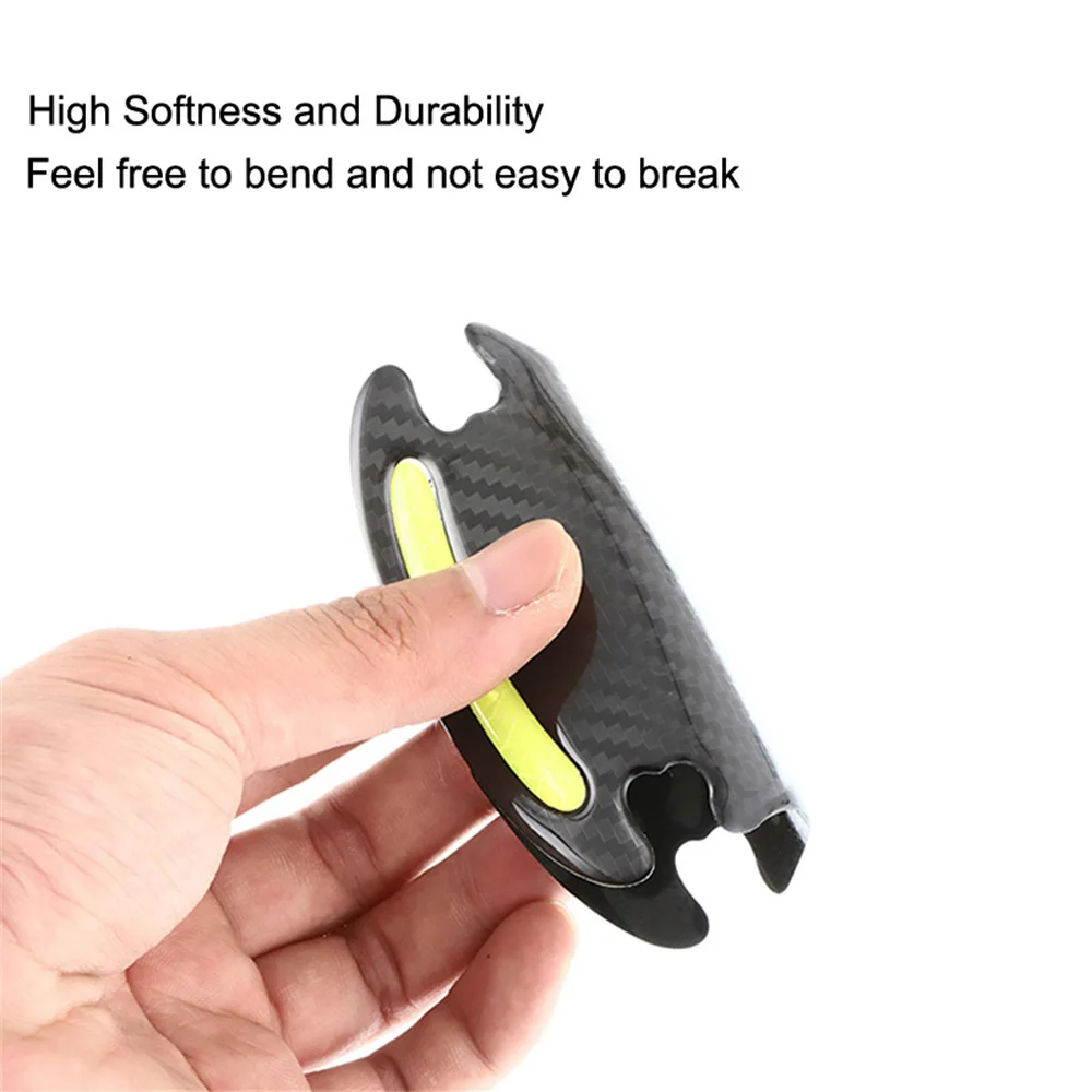 4 قطعة باب السيارة مقبض فيلم واقية العالمي خدش فيلم الكربون فيلم السيارات مقبض الباب #3