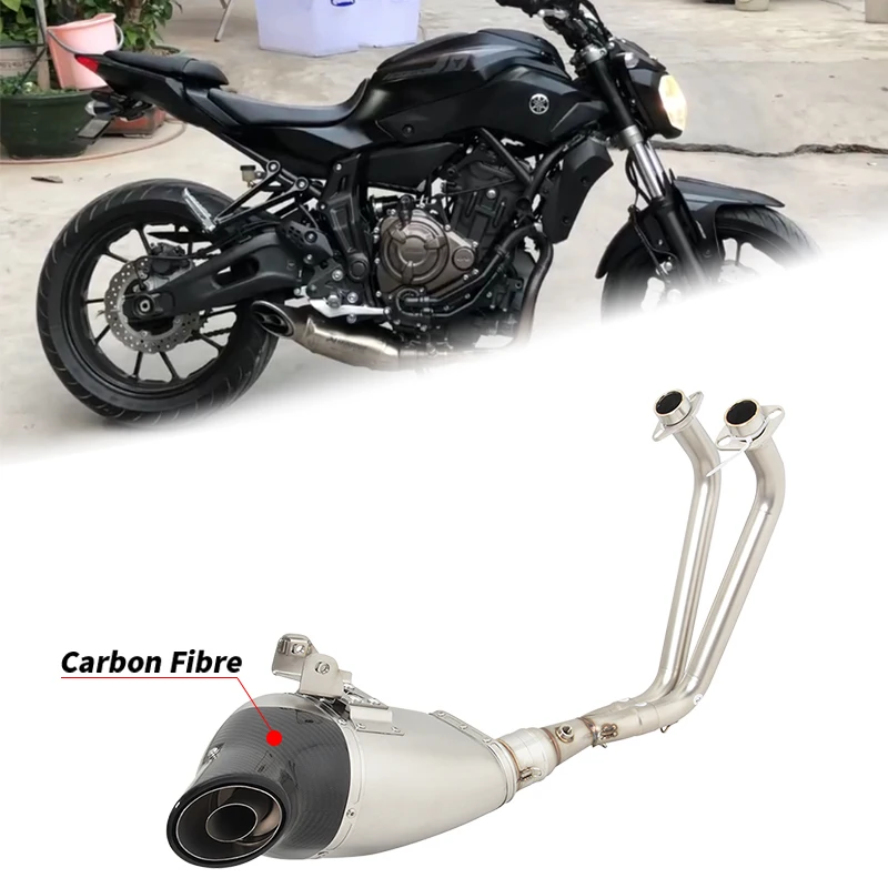 For YAMAHA MT-07 FZ-07 MT07 FZ07 2014 - 2020 Motorcycle Exhaust Escape System Front Mid Link Pipe Carbon Fiber Muffler DB Killer