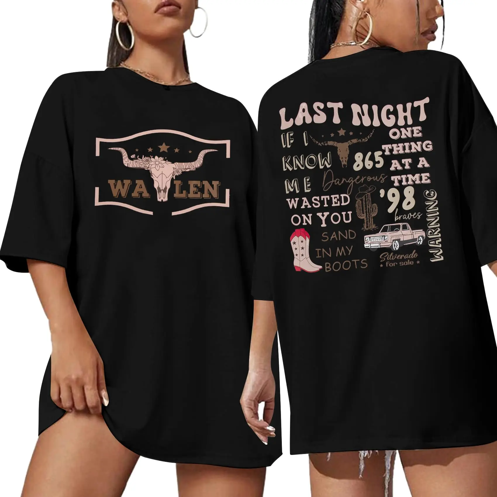 

Cow Skull Shirts for Women Western Graphic T Shirts Oversized Country Music Shirt Rodeo Cowboy Graphic Tee