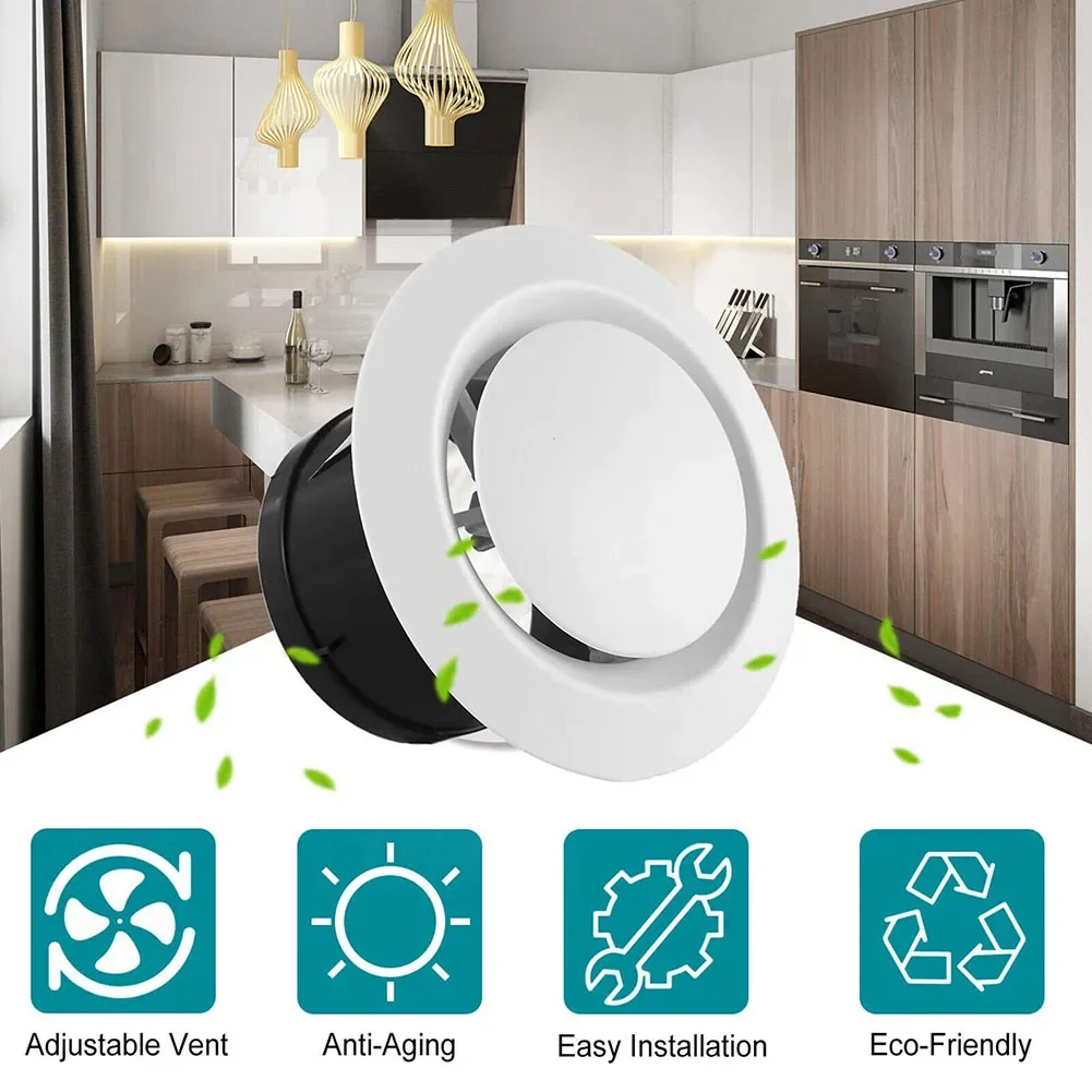 75‑150mm Round ABS Exhaust Hood Air Vent Grille Adjustable Air Volume Extract Valve Ducting Diffuser Ventilation Cooling Cover