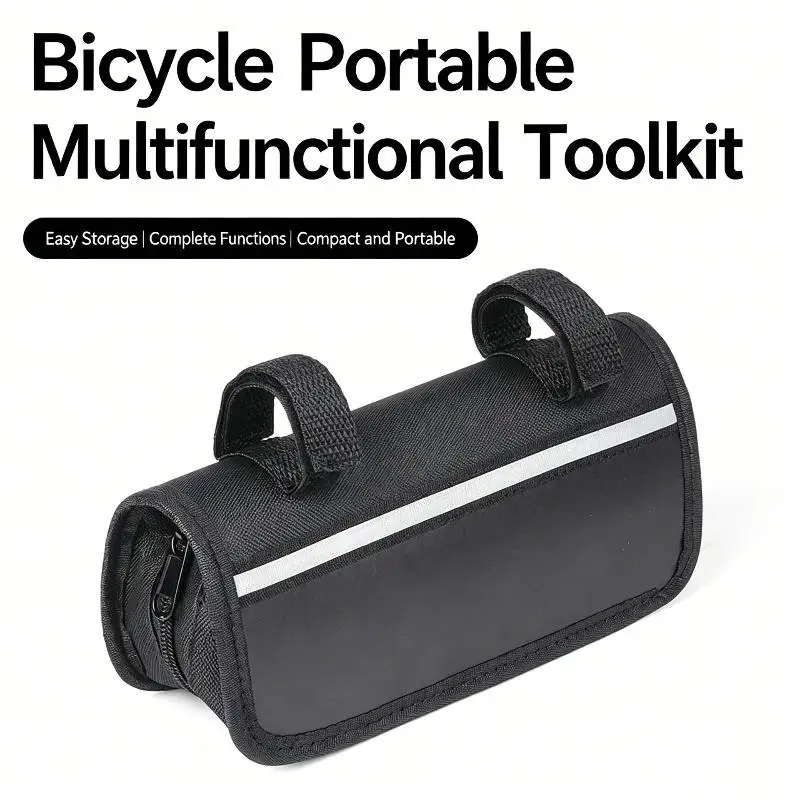 Bicycle Handlebar Tool Bag Waterproof Wide Opening With Reflective Strip for Easy Access Outdoor Cycling Trips