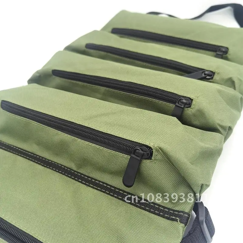 Gereedschapstas Canvas Rol Multifunctionele Gereedschapsreparatiegereedschap Sleutel Schroevendraaier Zakje Rol Opknoping Rits Opbergtas