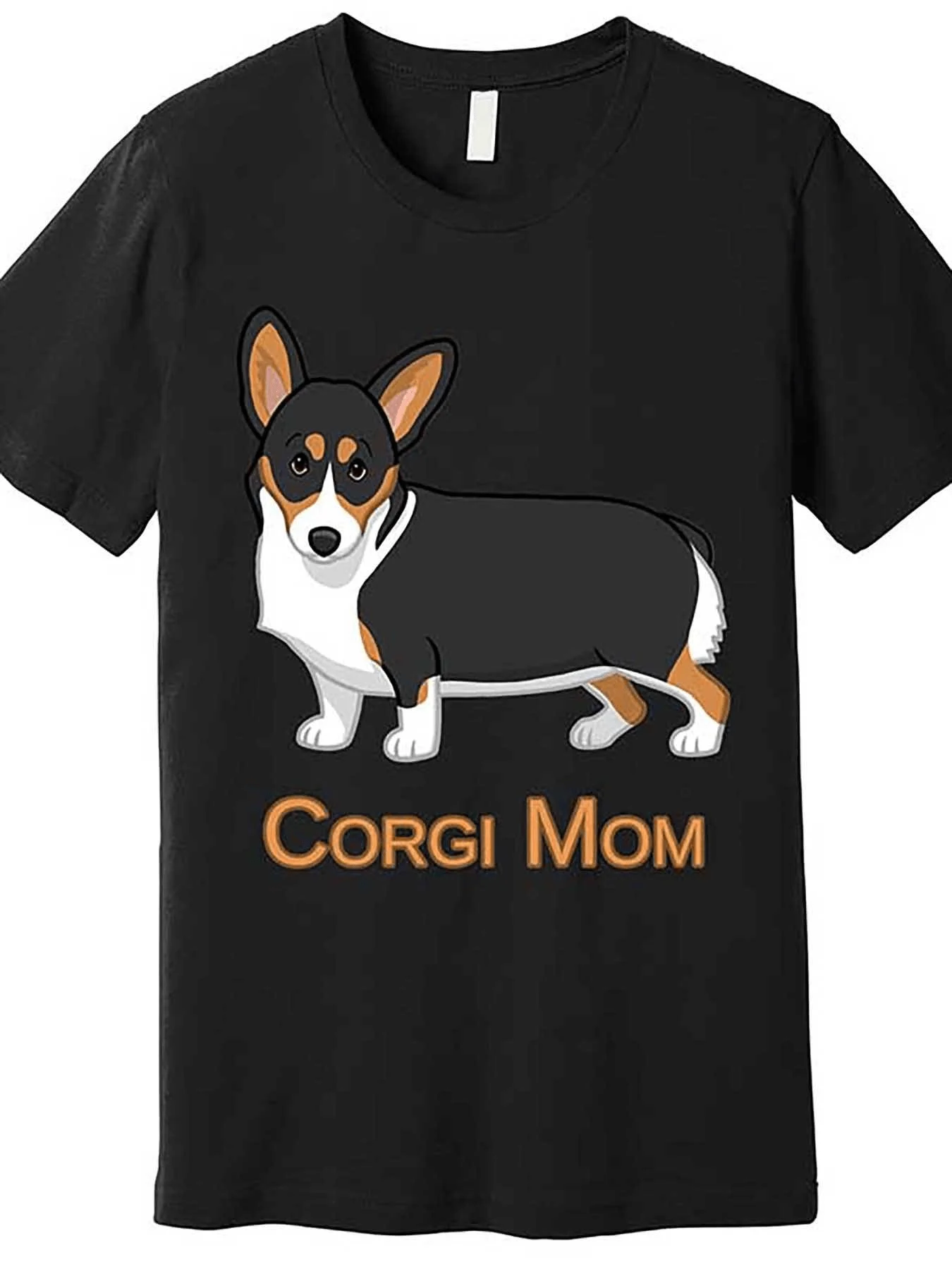 Corgi Mom T-Shirt - Corgi Lover Gift with Welsh Corgi Puppy Print, Soft Cotton Blend Relaxed Fit Short Sleeve Tee