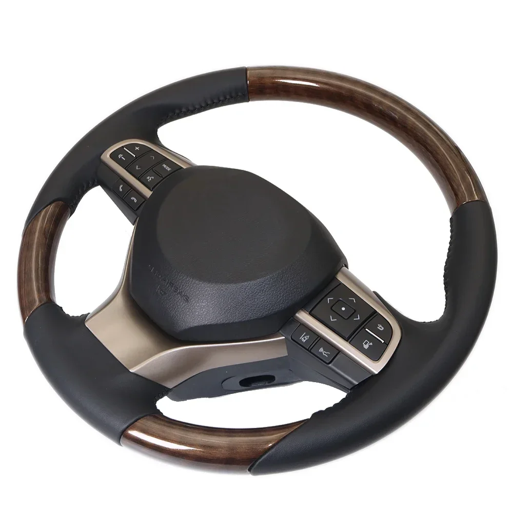 Wooden Grain Steering Wheel Assembly for LX570 GX460 ES RX350 Alphard Upgrade to 2016-2021