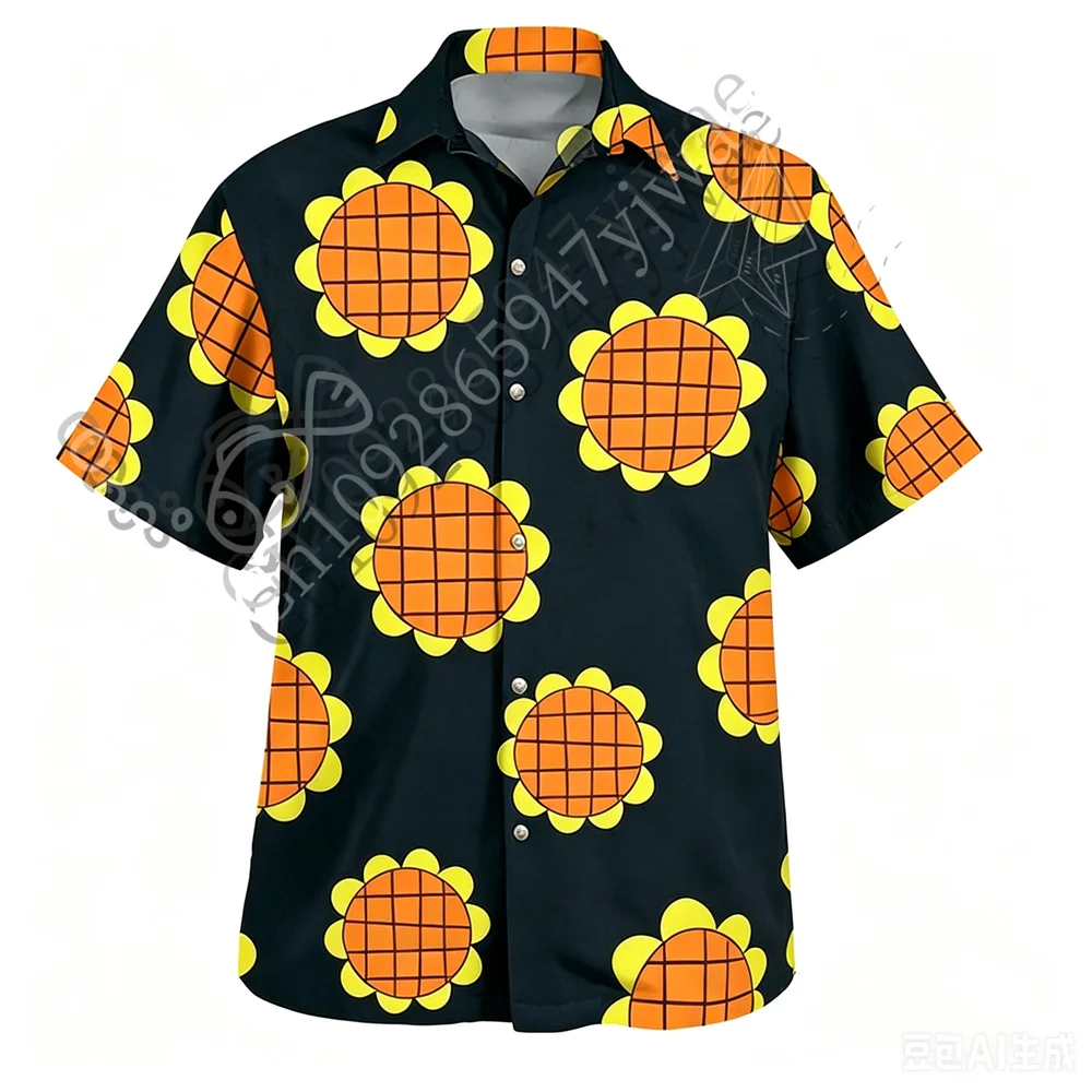 Hawaii-Hemden mit Blumenmuster, Hawaii-Oberteile, Mode, Y2k, Harajuku, Piraten-Anime, Cosplay, Herrenhemden, Damenoberteile, Sommer-T-Shirt – Detail 5