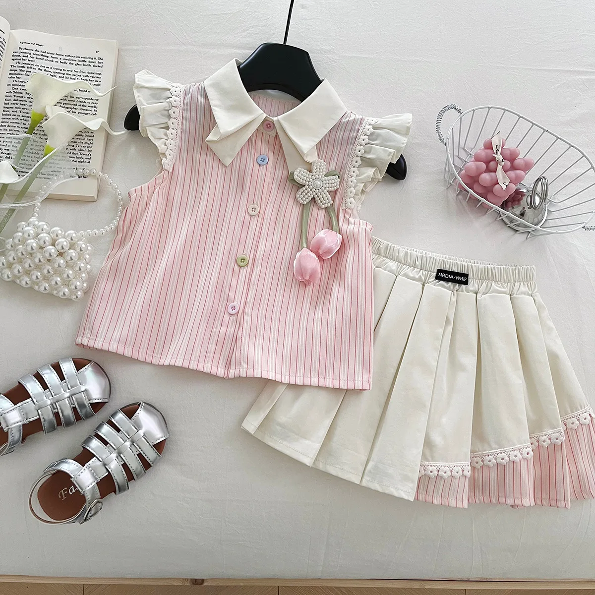 

Girls Dress Clothes Sets Summer 2025 Children Princess Shirts Tops Skirts 2pcs Cute Suit For Baby Outfit Kids Birthday Party Set