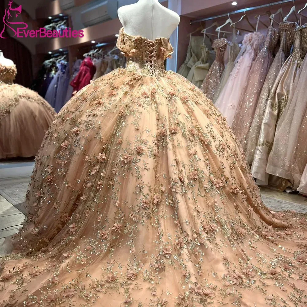 

Роскошное кружевное платье Quinceanera с открытыми плечами, милое платье для девушек 15 16, бальное платье Vestidos De 15 Quinceañera, тюлевые платья для выпускного вечера