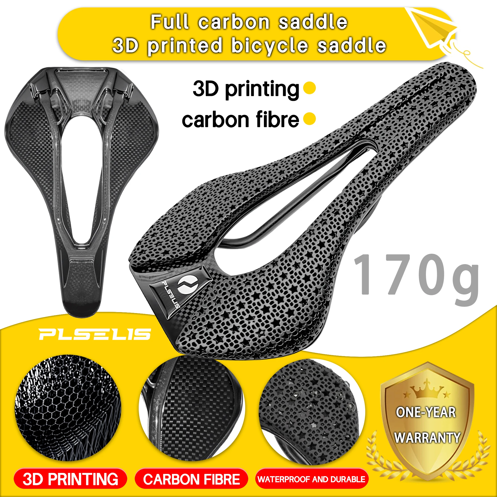 

Легкое седло из углеродного волокна Plselis с 3D принтом, подушка для велосипедного сиденья, оборудование для верховой езды для комфортной езды на велосипеде
