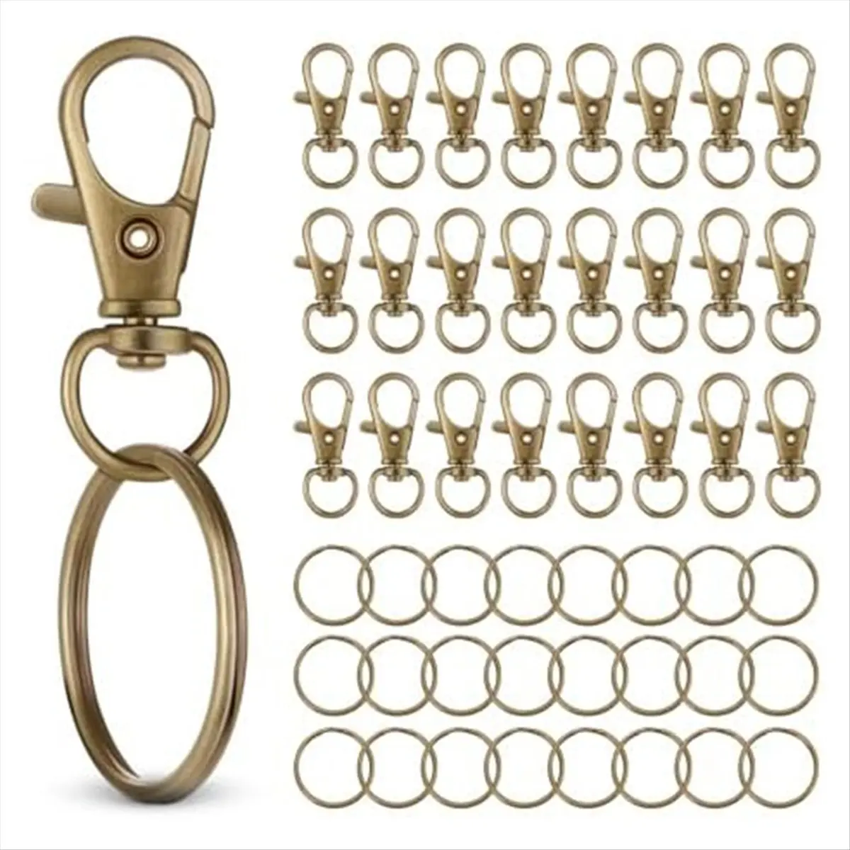 PROMOTION!50 PCS in 25 Sets, Metal Swivel Lobster Claw Clasps, Snap Hooks and Sturdy Key Rings, for Key Chain Making Kit B