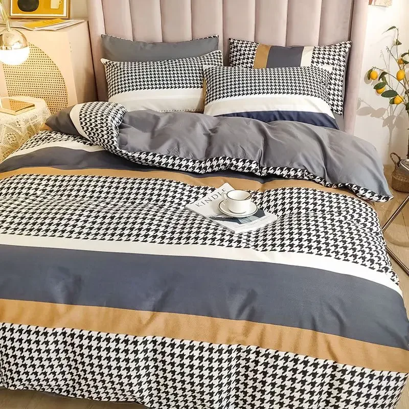 100% Cotton Bed Four-piece Set, Quilt Cover, Bed Sheet Pillowcase, Simple Nordic Style Ins Three-piece Set