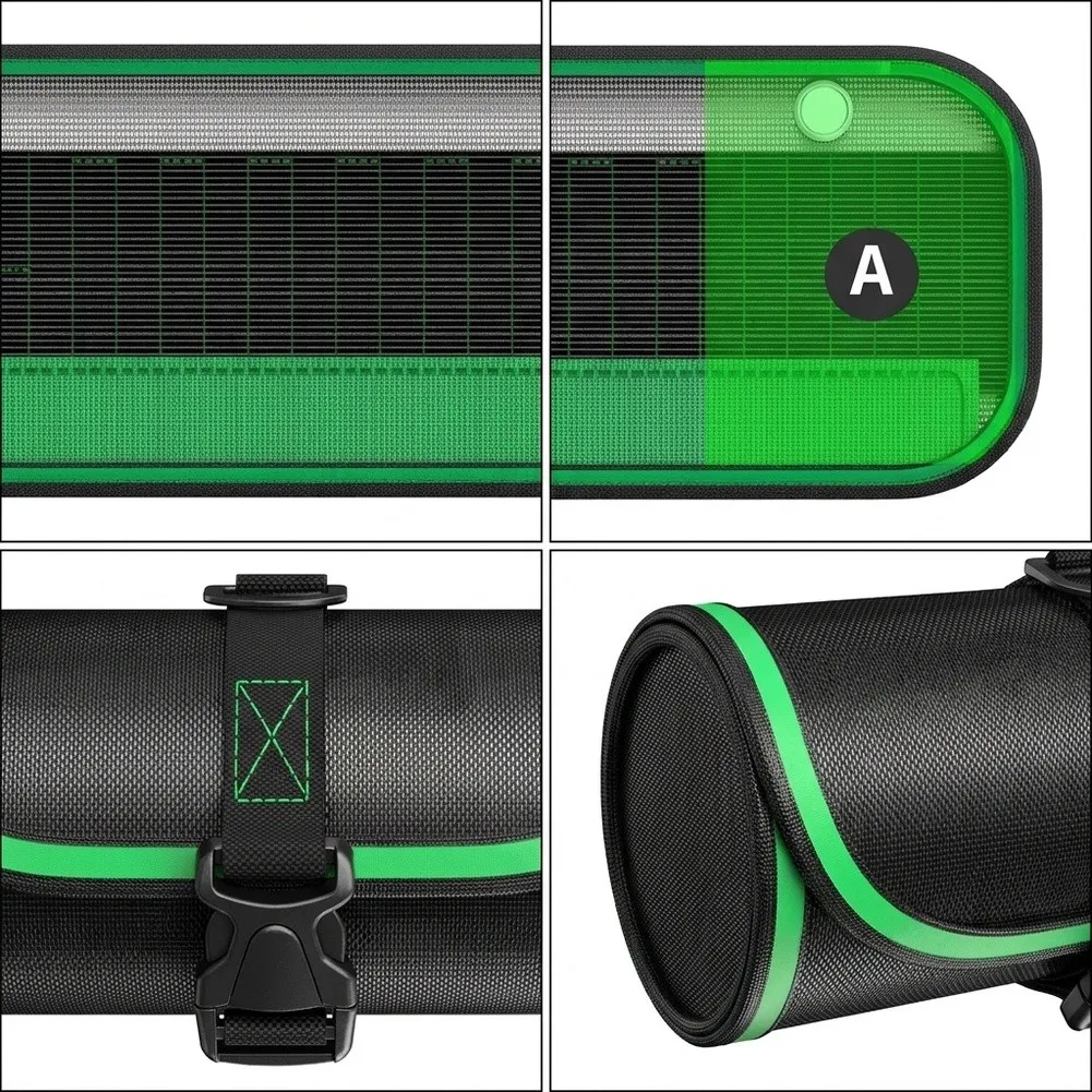 Electric Tool Roll Bag with 37 Slots Waterproof Oxford Nylon Material for Drill Bits Screwdriver Bits Compact Roll Up Design
