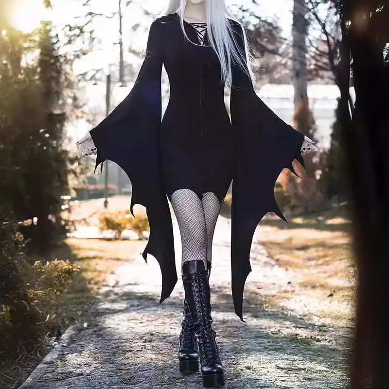 Cisas loween Damska asymetryczna spódnica z wysokim stanem w kształcie litery A, mieszanka bawełny i lnu, okrągły dekolt, bez rękawów