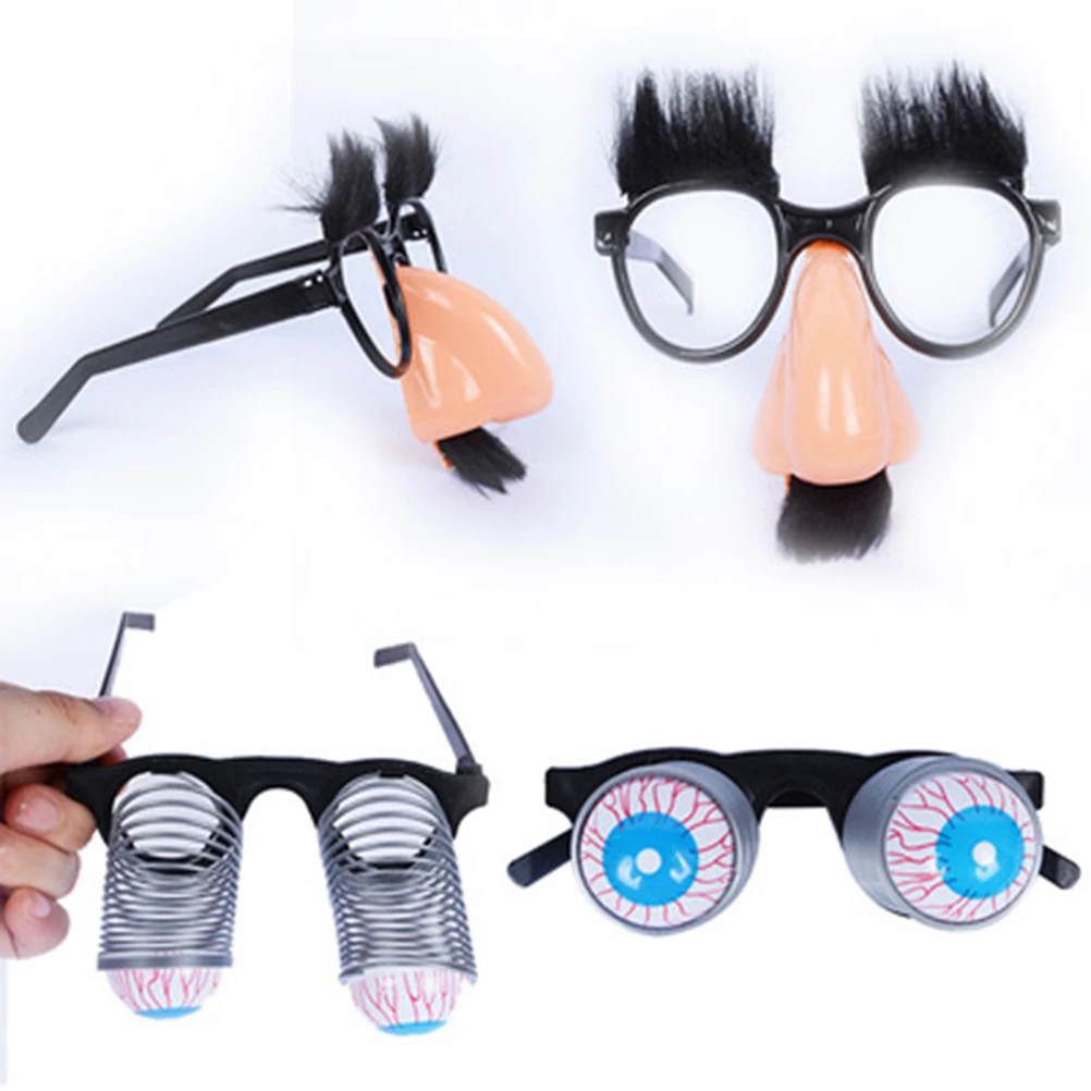 

4 Pcs Big Nose Glasses Beard Spring Sunglasses Funny Photo Booth Props Hawaiian Simulation