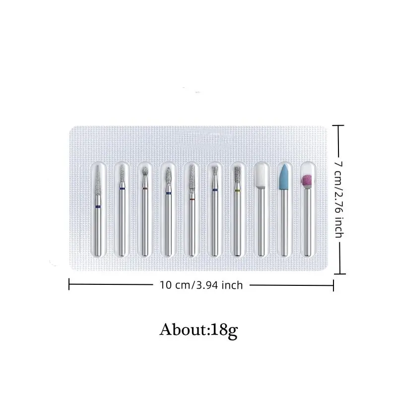 10 pièces de fraises électriques pour manucure et pédicure, en tungstène, pour l'élimination des peaux mortes, le polissage des ongles, la meulure, outils de manucure